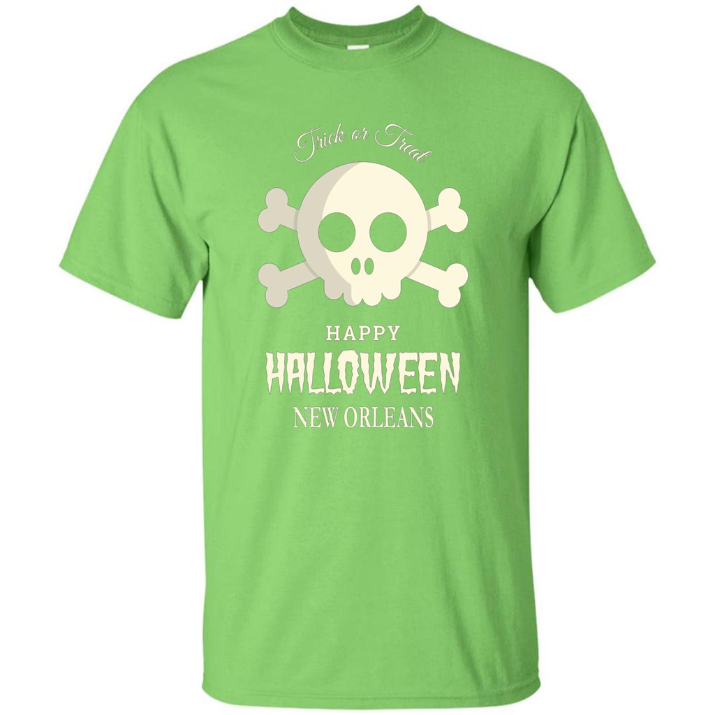 Halloween Trick or Treat Happy Halloween New Orleans T-shirt Lime