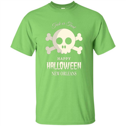 Halloween Trick or Treat Happy Halloween New Orleans T-shirt Lime