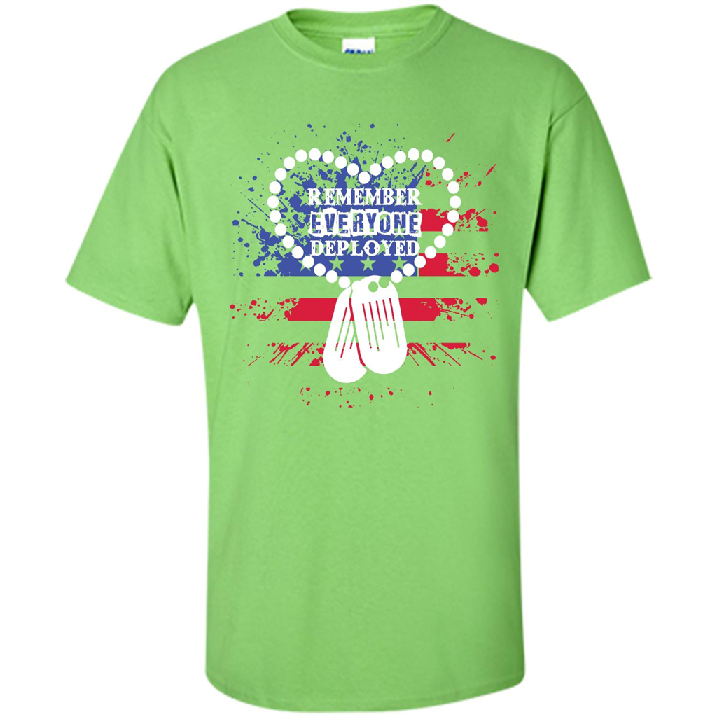 Military T-shirt RED Remember Everyone Deployed Lime