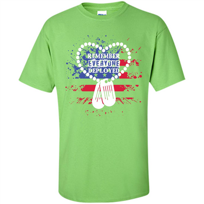 Military T-shirt RED Remember Everyone Deployed Lime