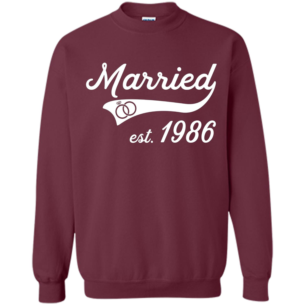 Married Since 1986 T-shirt Wedding Anniversary T-Shirt Maroon