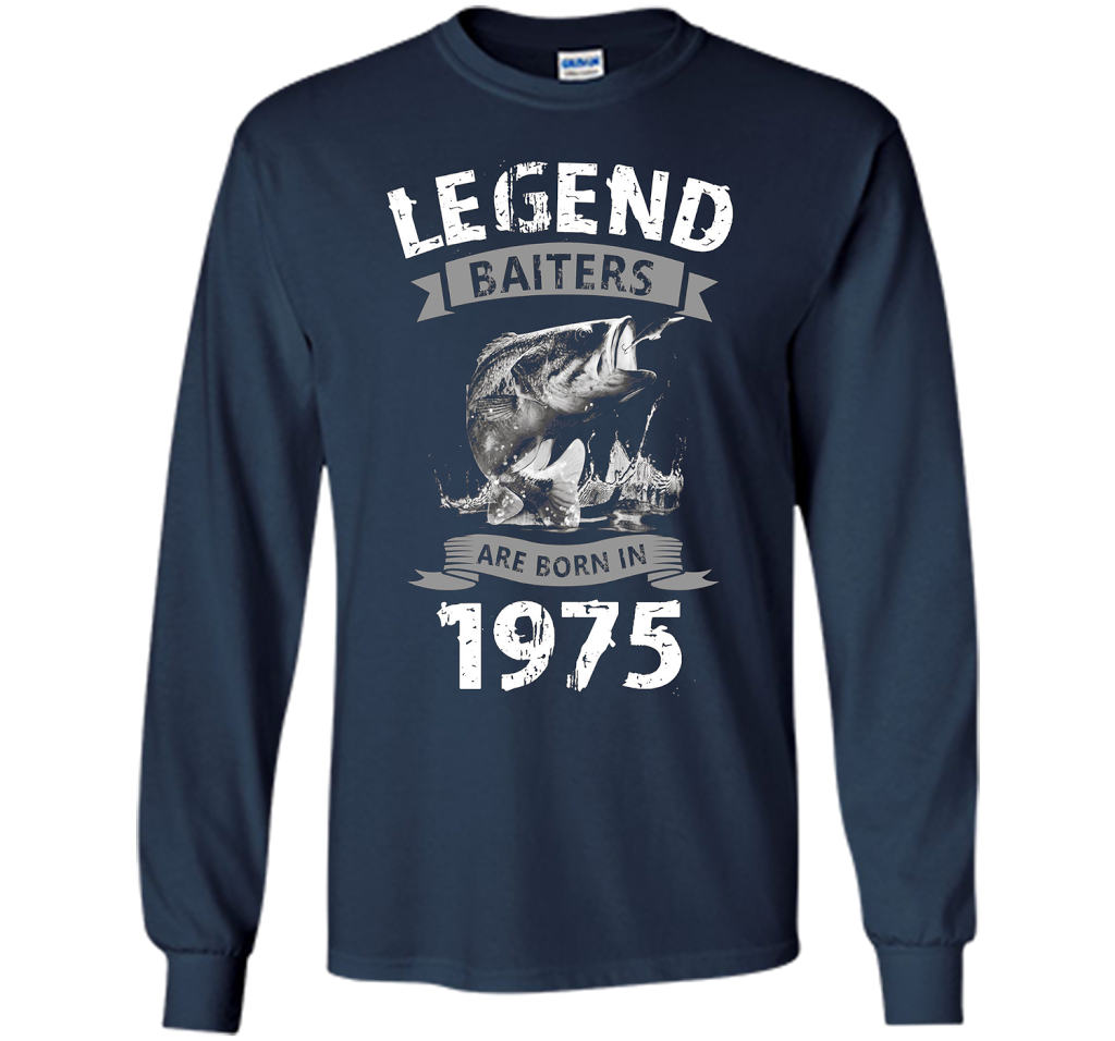 Mens 42nd Years Old 1975 Birthday Gift Idea Tshirt for Fishing shirt Navy
