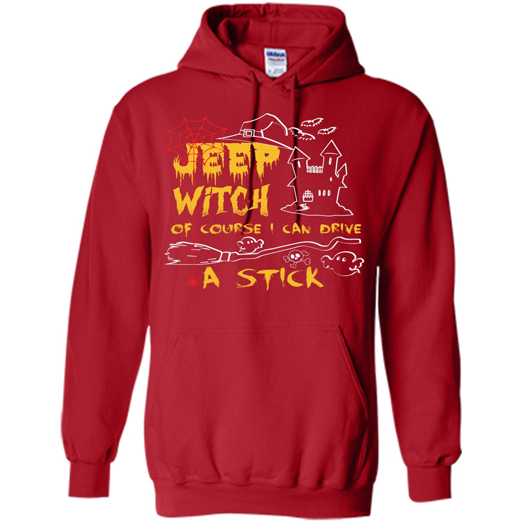 Halloween T-shirt Jeep Witch Of Course I Can Drive A Stick T-shirt Red