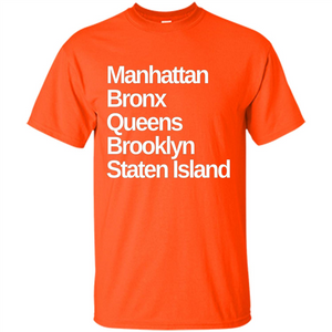 New York 5 Boroughs T-shirt Manhattan Bronx Queens Brooklyn Staten Island