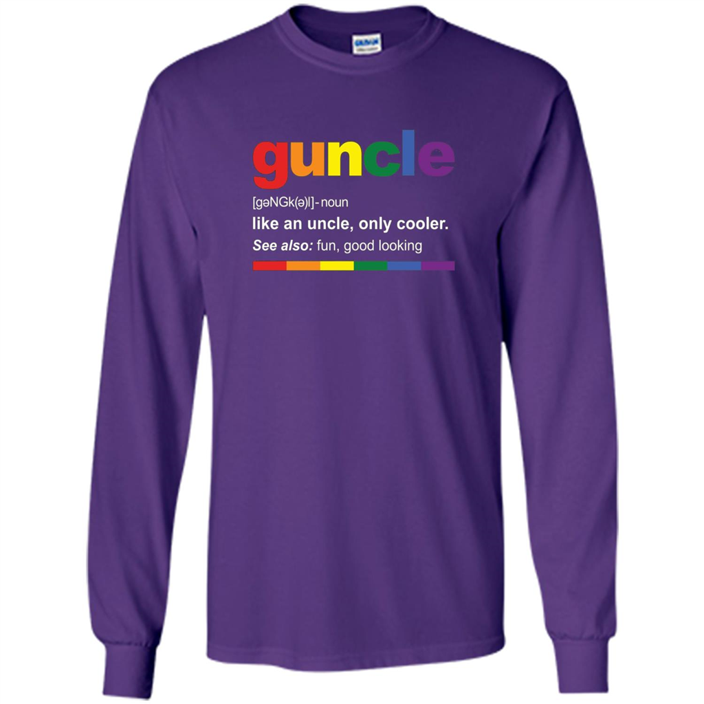 Mens Rainbow Guncle Definition T-Shirt Funny Gift For Gay Uncle Purple