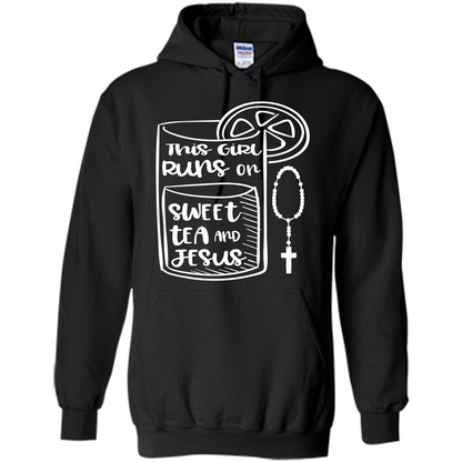 Christian T-shirt This Girl Runs on Sweet Tea and Jesus T-shirt Black