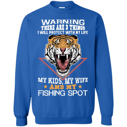 Fisherman T-shirt Warning There Are 3 Things I Will Protect With My Life Royal