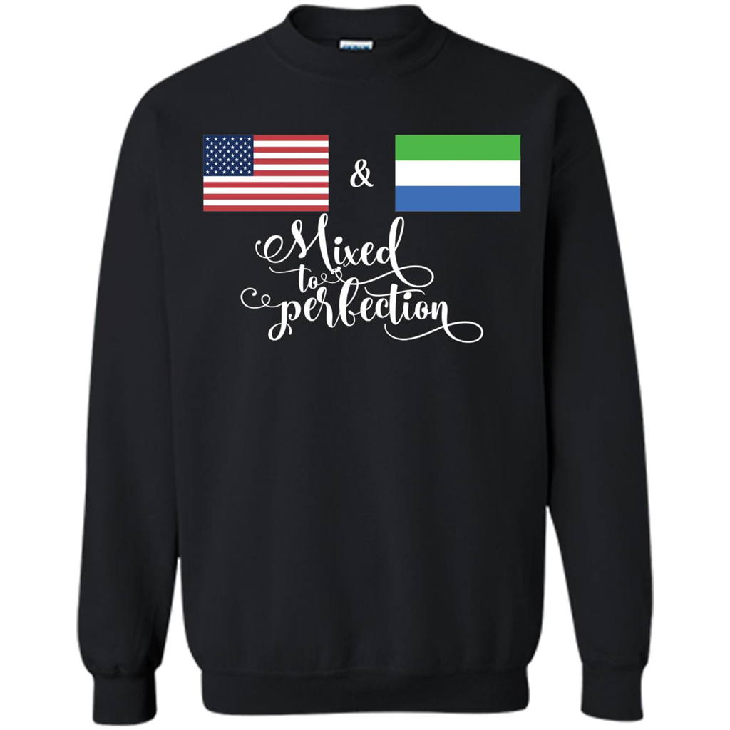 American + Sierra Leone Mixed To Perfection Flag T-Shirt Black