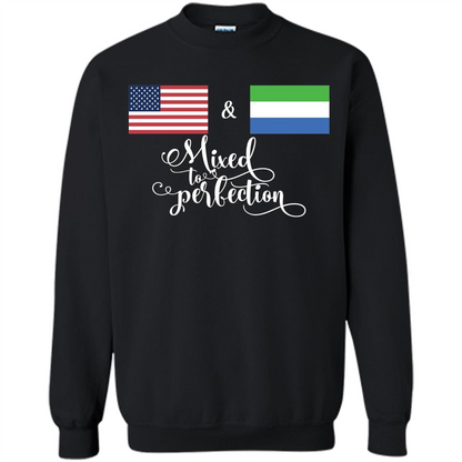 American + Sierra Leone Mixed To Perfection Flag T-Shirt Black