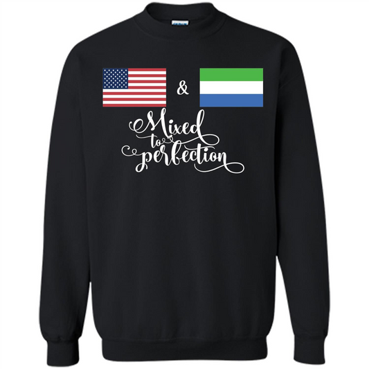 American + Sierra Leone Mixed To Perfection Flag T-Shirt Black