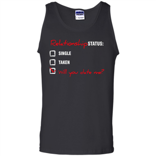 Relationship Status T-shirt Single, Taken, Will You Date Me Black