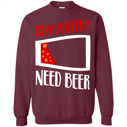 Beer T-shirt Low Battery Need Beer T-shirt Maroon