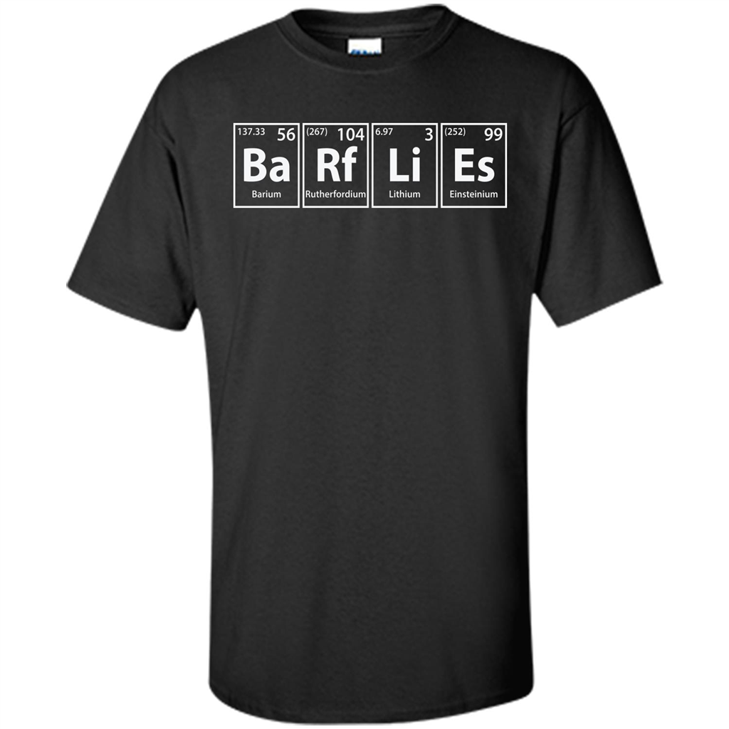 Barflies (Ba-Rf-Li-Es) Funny Elements Spelling T-Shirt Black