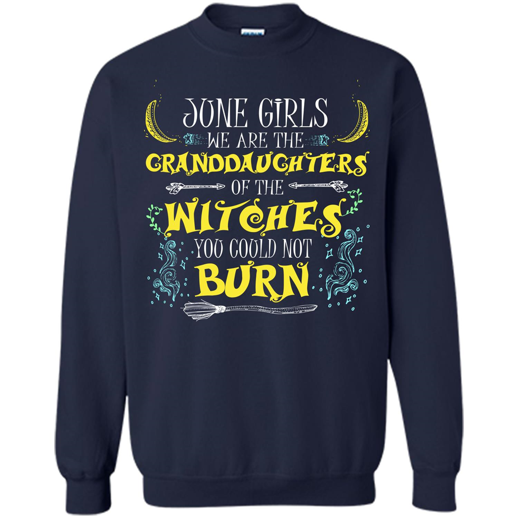 Halloween T-shirt June Girls We Are The Granddaughters Of The Witches You Could Not Burn Navy