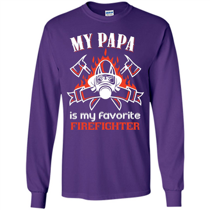 Firefighter Papa T-shirt My Papa Is My Favorite Firefighter Purple