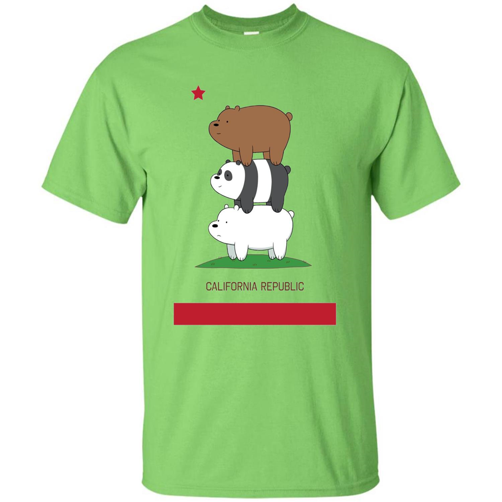CN We Bare Bears California Flag Stack T-shirt Lime