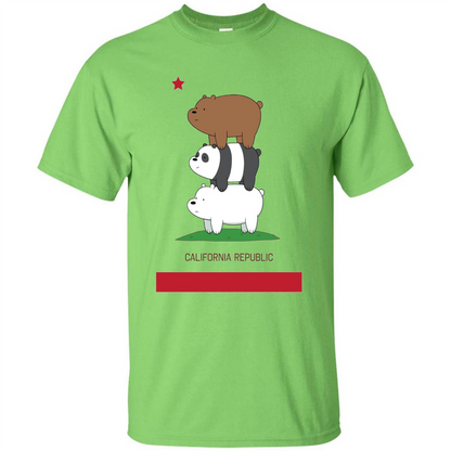 CN We Bare Bears California Flag Stack T-shirt Lime