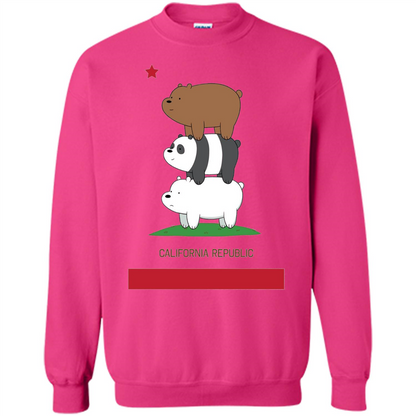 CN We Bare Bears California Flag Stack T-shirt Heliconia