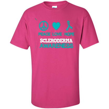 Scleroderma Awareness Ribbon Support T-shirt Peace Love Hope T-shirt Heliconia