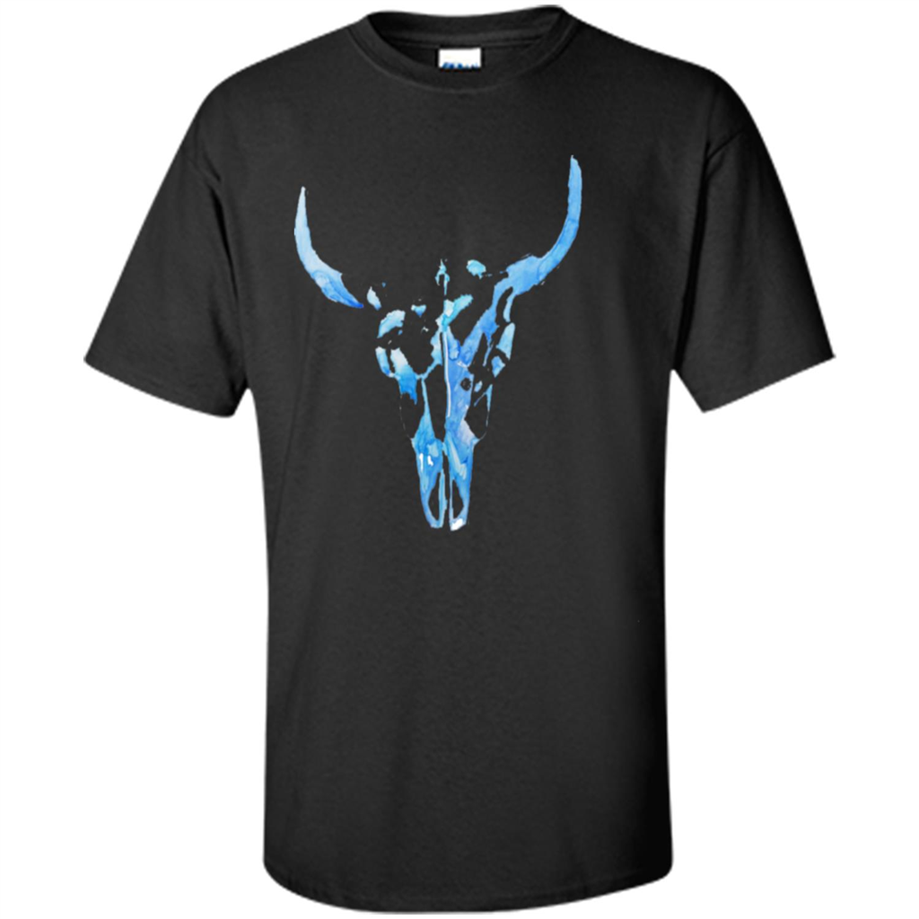 Watercolor Cow Skull T-Shirt Black