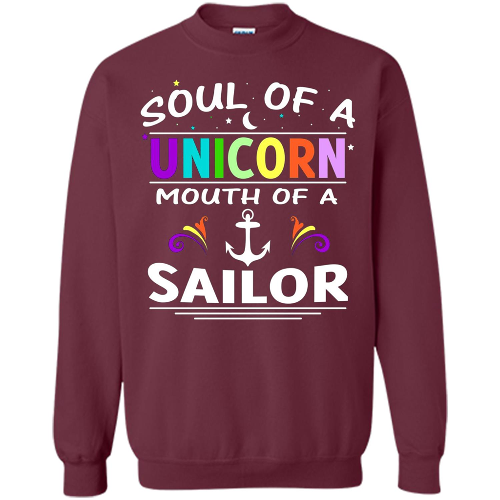 Unicorn Sailor T-shirt Soul Of A Unicorn Mouth Of A Sailor T-shirt Maroon