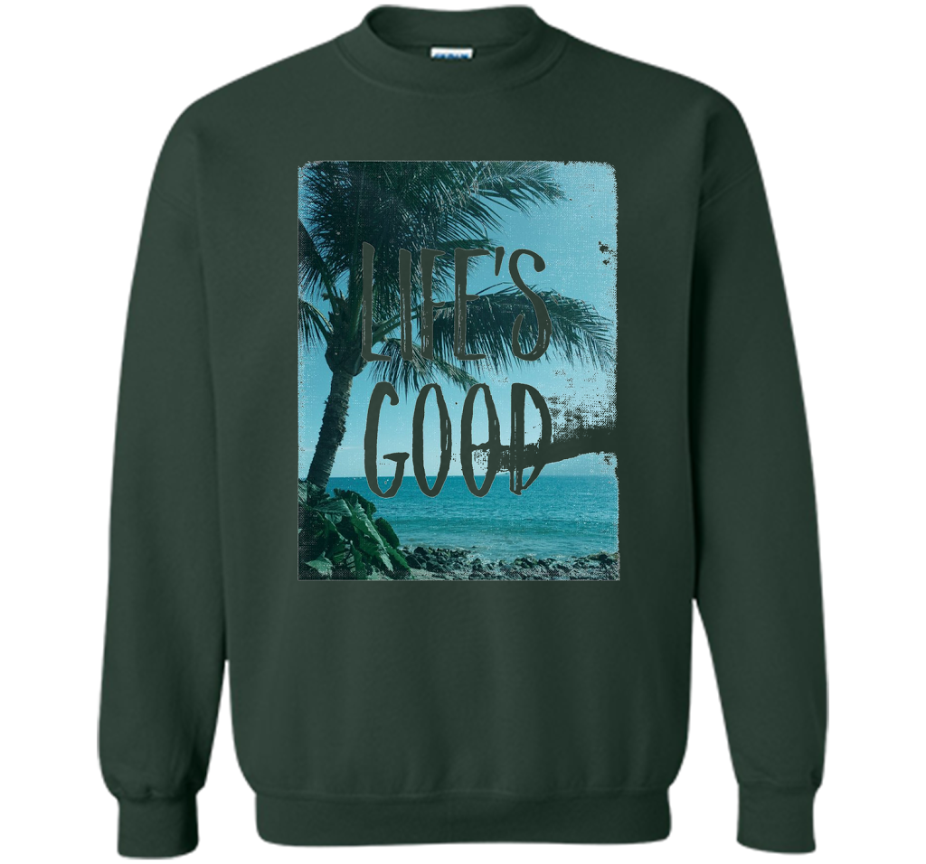 Life's Good Palm Tree T-Shirt cool shirt Forest Green