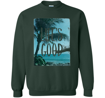 Life's Good Palm Tree T-Shirt cool shirt Forest Green
