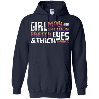 May Girl T-shirt With Tattoos Pretty Eyes and Thick Thighs Navy
