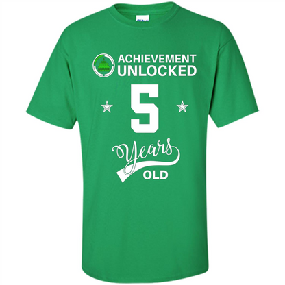 Happy 5th birthday T-shirt Achievement Unlocked 5 Years Old Irish Green