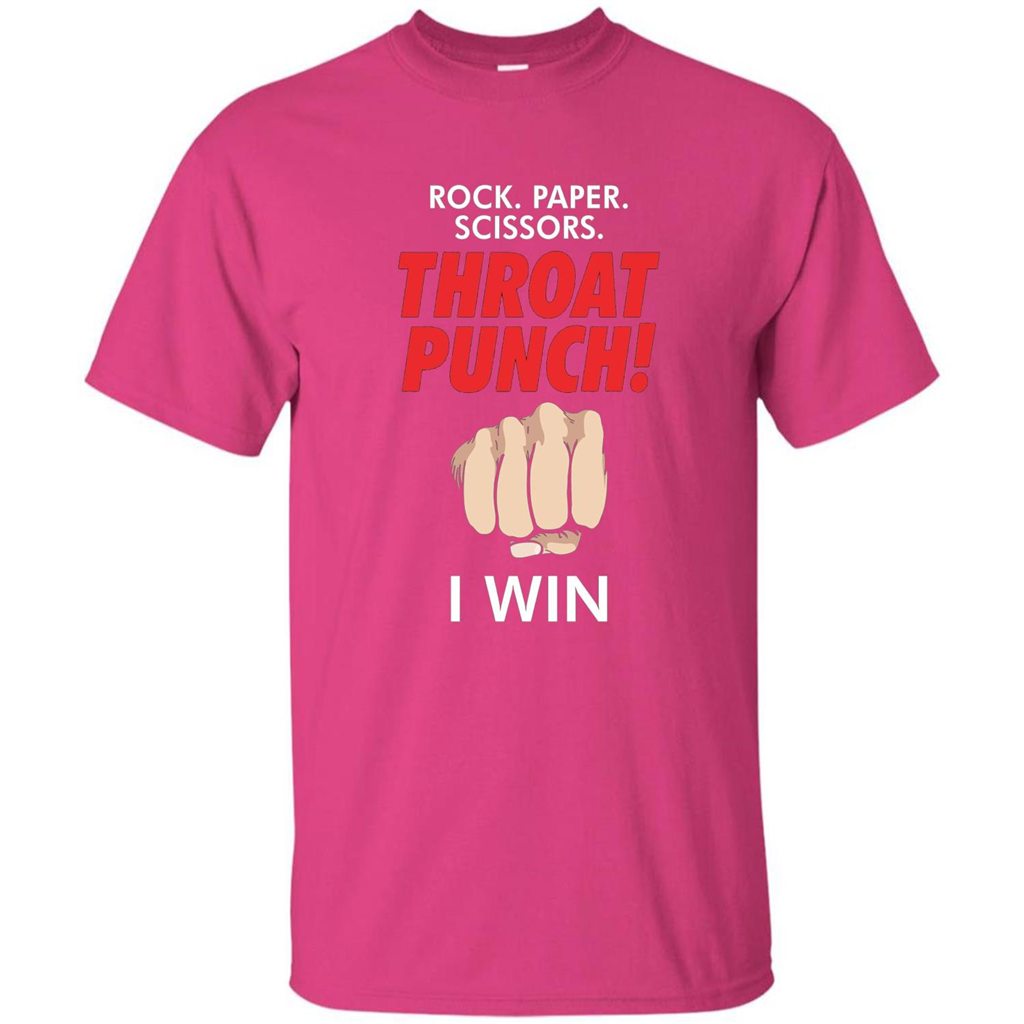 Rock Paper Scissors Throat Punch Funny I Win T-shirt Heliconia