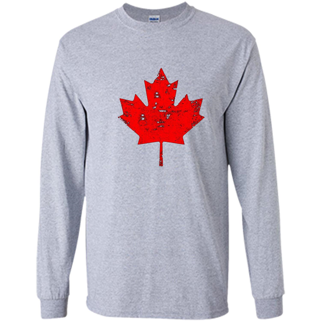 Canada Day T-Shirt. Canada Maple Flag Distressed T-shirt Sport Grey