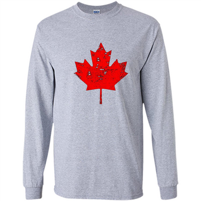 Canada Day T-Shirt. Canada Maple Flag Distressed T-shirt Sport Grey