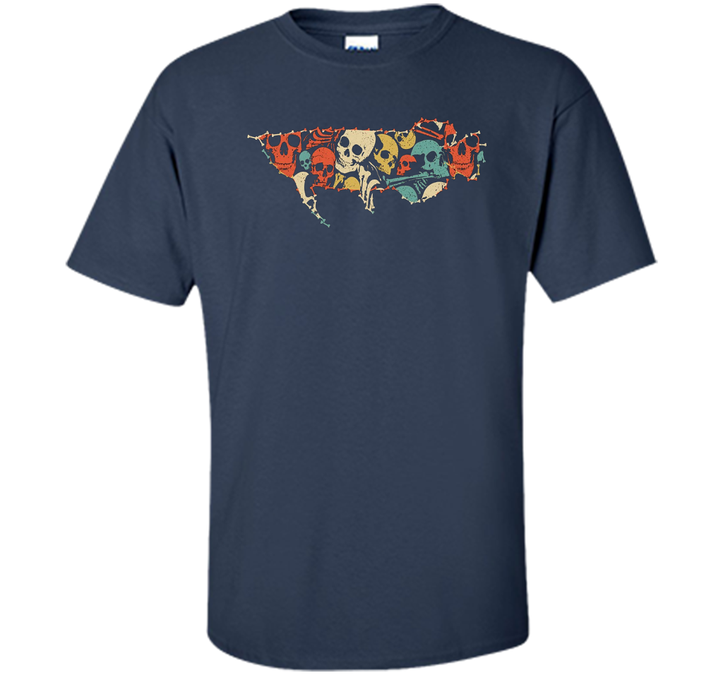 AROWANA Halloween T-shirt Skeleton Skull Vintage shirt Navy