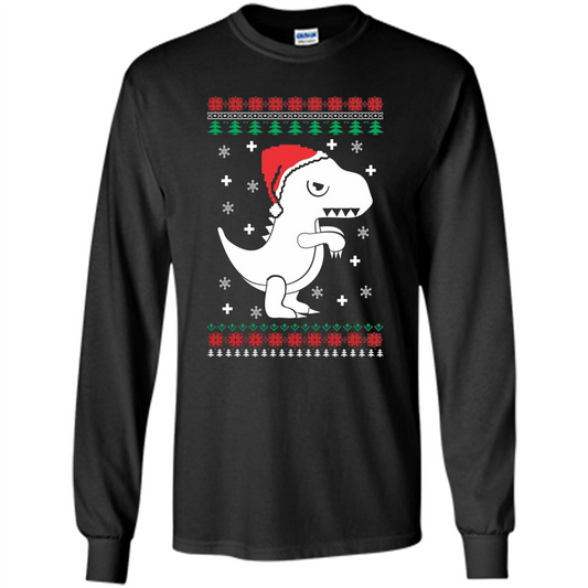 Dinosaur Christmas T-shirt T-rex T-shirt Black