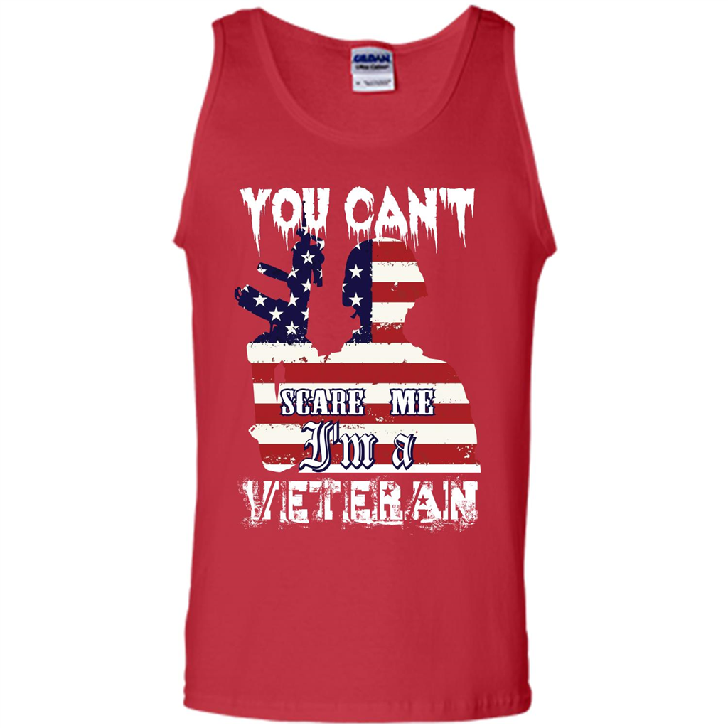 Military T-shirt You Can't Scare Me I'm A Veteran Red