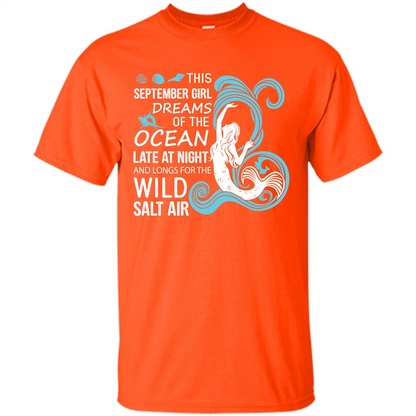This September Girl Dreams Of The Ocean Late At Night T-shirt Orange