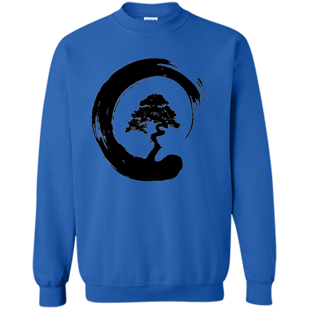 Bonsai Tree in Enso Circle - Buddhist Zen Calligraphy t-hirt Royal