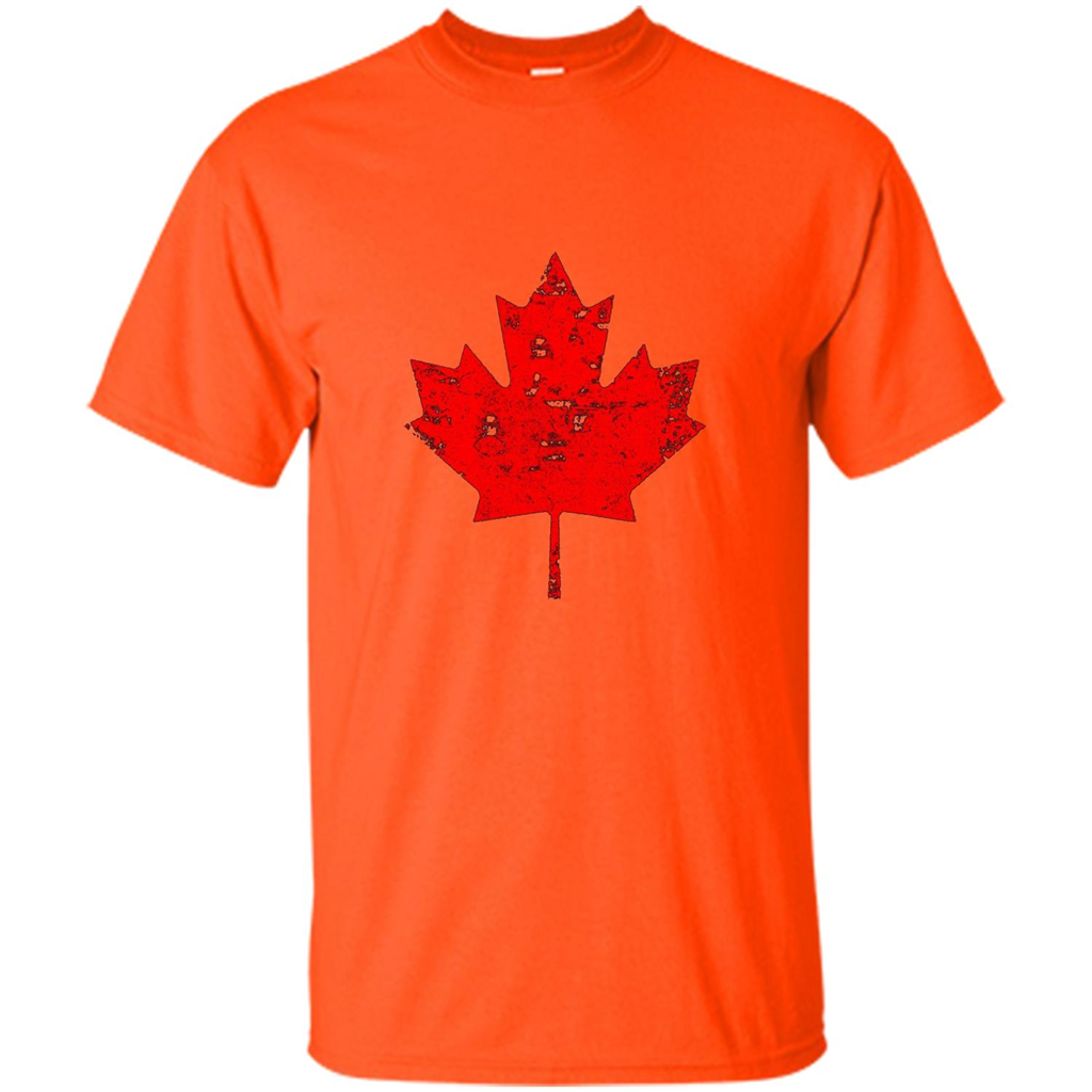 Canada Day T-Shirt. Canada Maple Flag Distressed T-shirt Orange