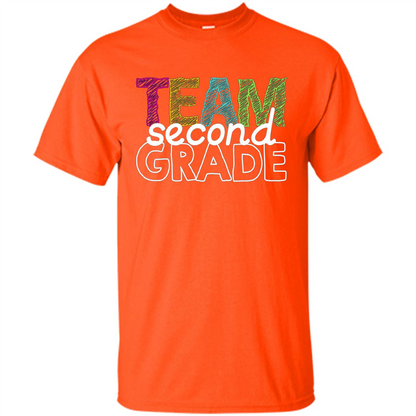 Team Second Grade Teacher T-Shirt Orange