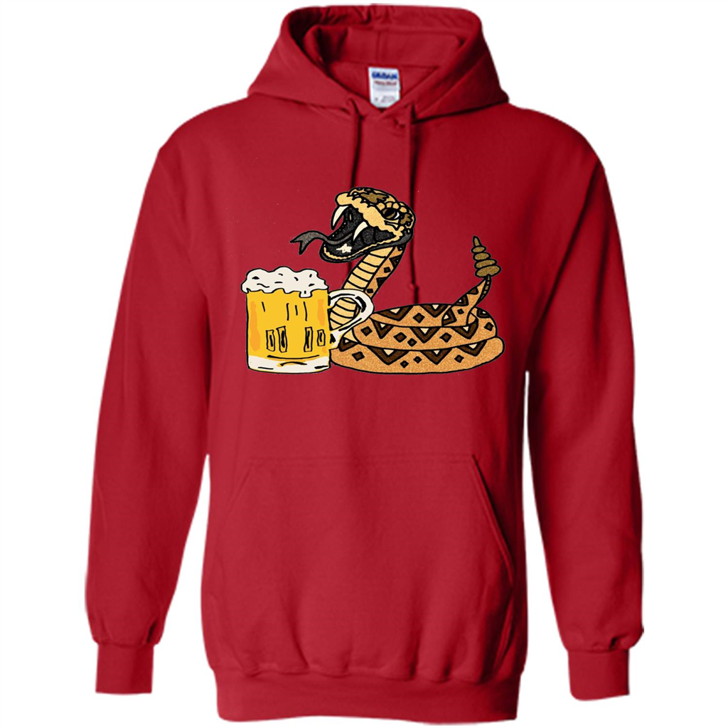 Smiletodaytees Funny Rattlesnake Drinking Beer T-shirt Red