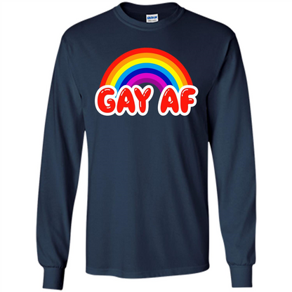 LGBTQ Pride T-shirt Gay AF Funny Gay Flag Rainbow Colors LGBTQ Pride Navy