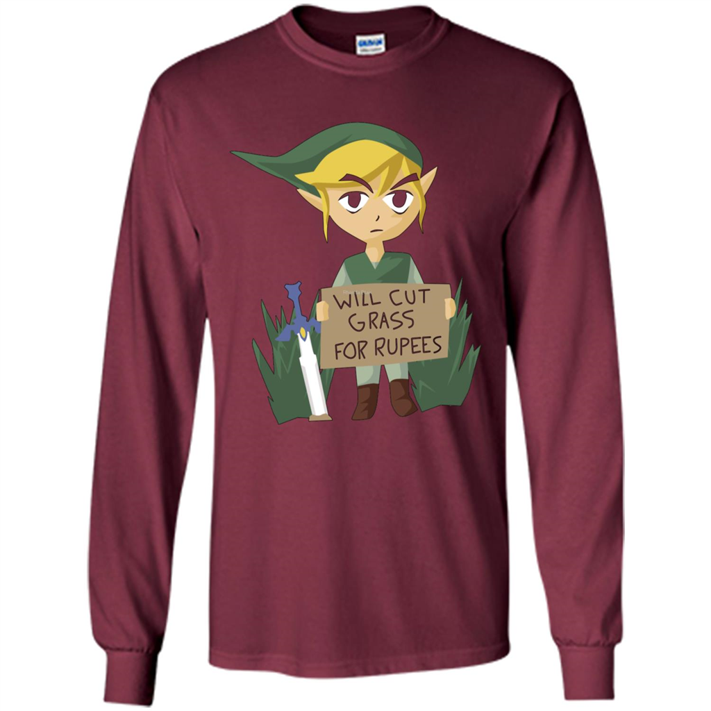 Video Games T-shirt Will Cut Grass For Rupees T-shirt Maroon