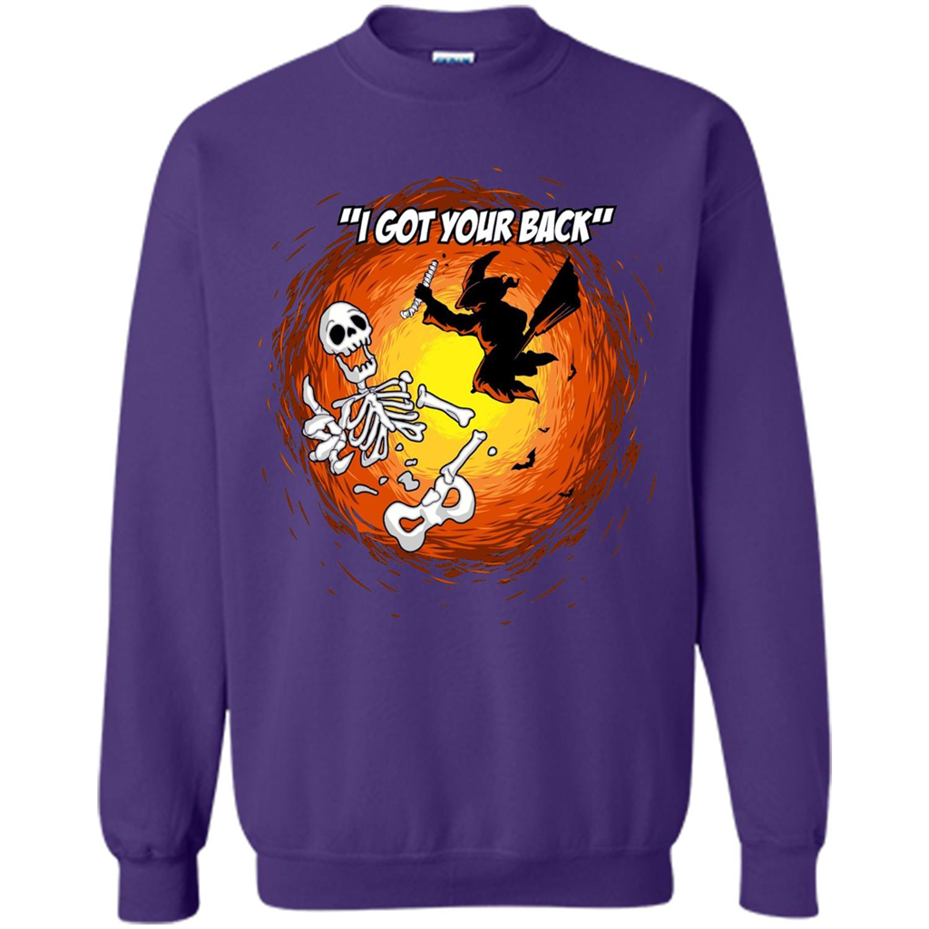 Funny Witch Skeleton Halloween 2017 I Got Your Back T-shirt Purple