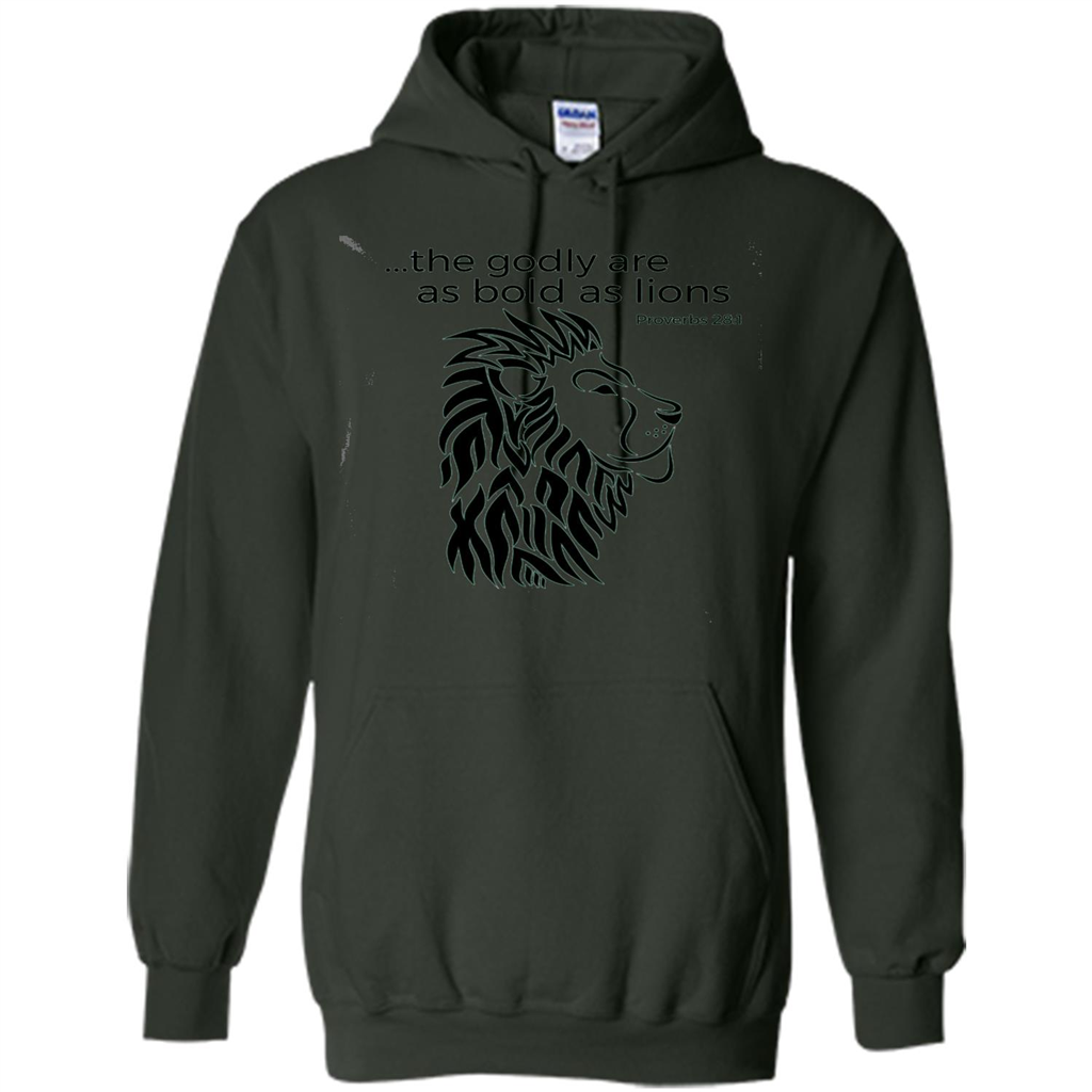 Proverbs 28:1 The Godly Are As Bold As Lions Bible Christian T-shirt Forest Green