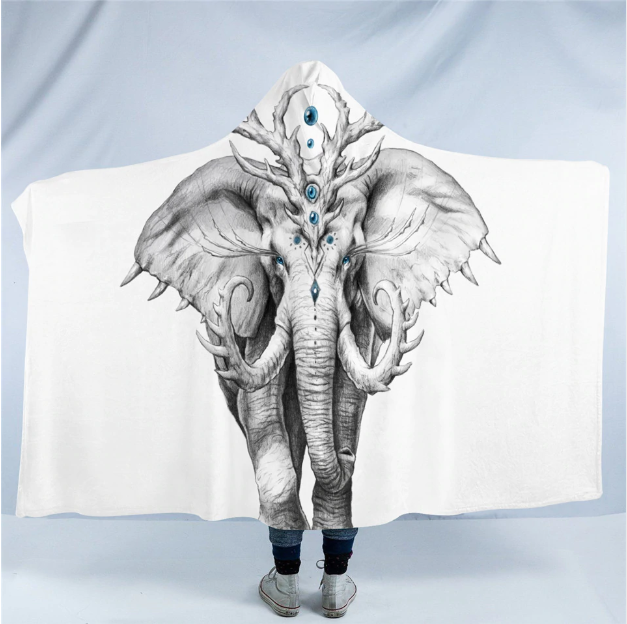 Hooded Blanket 3D Printed Elephant Collection 4 version Elephant Soul