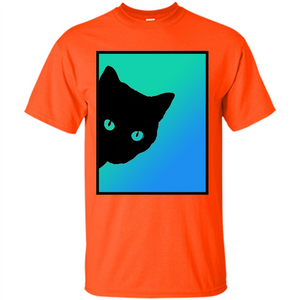 Cat Lover T-shirt Black Cat Blue Green T-shirt