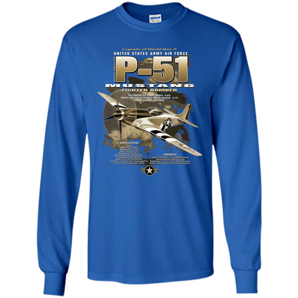 P-51 Mustang United States Army Air Force Fighter T-shirt Royal