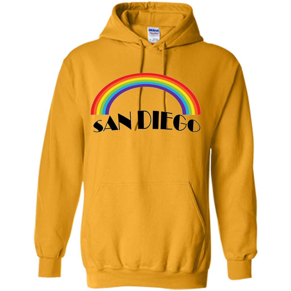 LGBTQ. San Diego LGBT Pride Rainbow T-shirt Gold