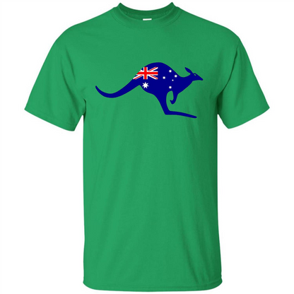 Australian Flag Kangaroo T-shirt Australia Vacation T-shirt Irish Green