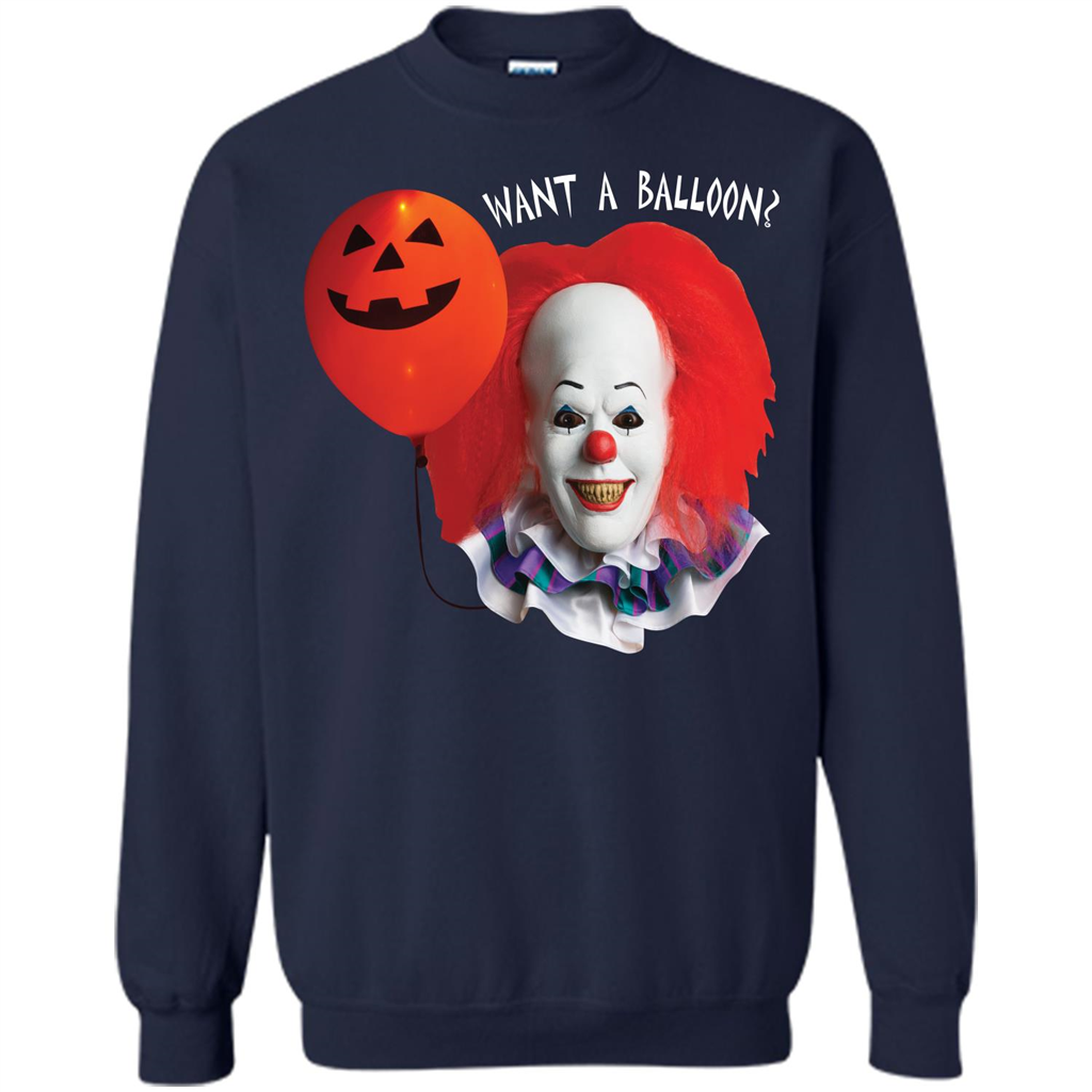 Halloween T-shirt Want A Balloon T-shirt Navy